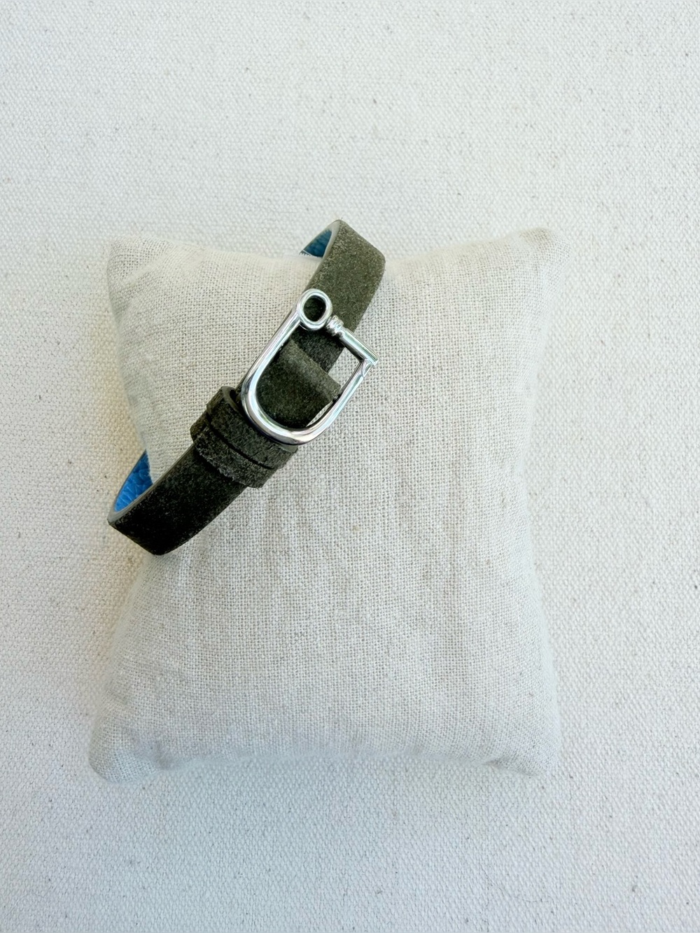 *Single Leather Band* KEEP COLLECTIVE Retired Buckle Clasp Green Suede (Display)